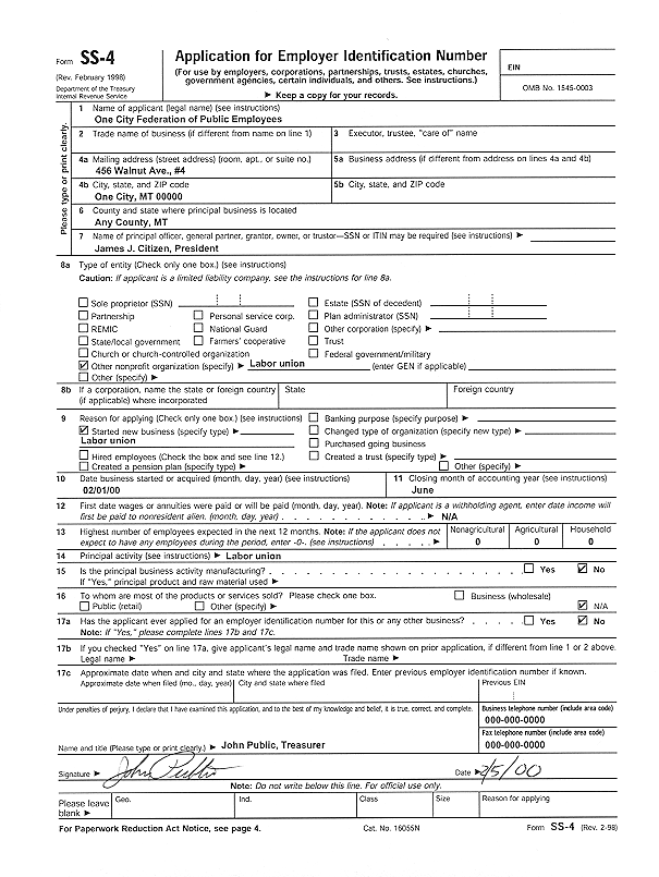 SS-4 Form